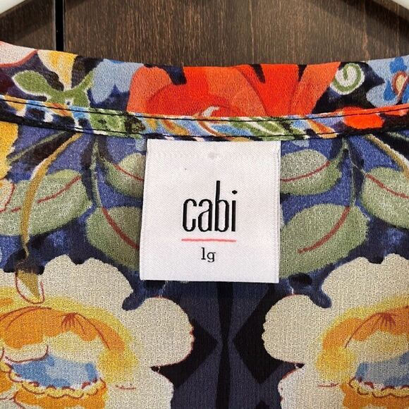 Cabi Amour Semi Sheer Printed Button Down Blouse Size Large - Picture 3 of 5